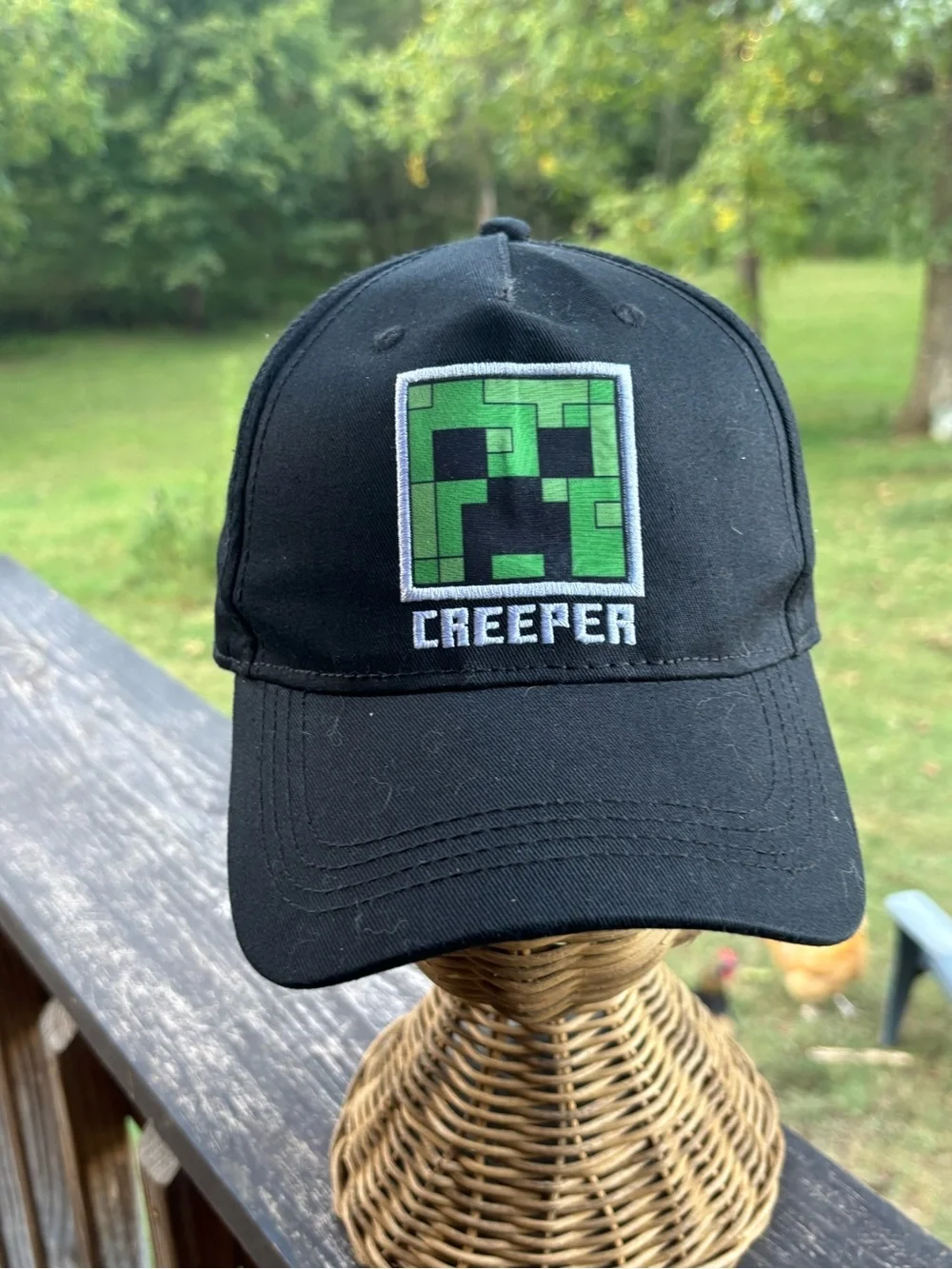 Minecraft Creeper Youth OSFM Snapback Hat Black Green Mojang Microsoft Adjustabl